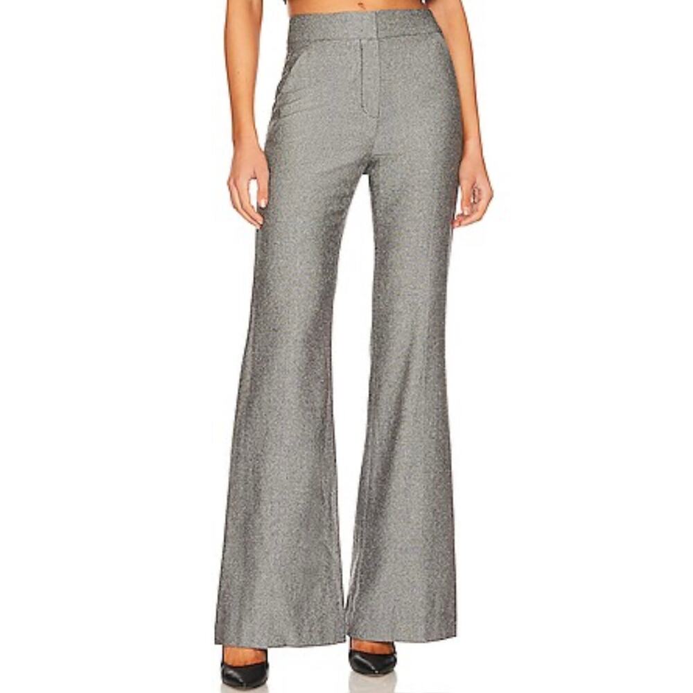 NWT Veronica Beard Lebone Pant in Grey Multi Wide Leg Wool Blend Pants 10